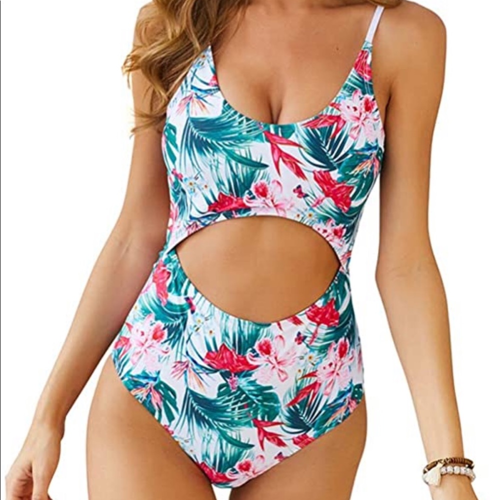 Women’s one piece floral high waisted bathing suit